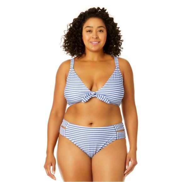 Womens Tie Front Top,Cutout Bottoms 2-Piece Bikini Swimsuit Bathing Suit Size 3X - Picture 2 of 10